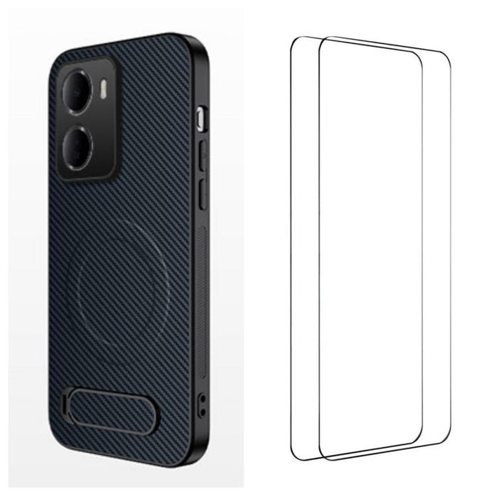 Funda magnética para teléfono WANLONFENG con soporte y textura de fibra de carbono, incluye 2 protectores de pantalla., For Redmi A7 Pro 171mm / Poco C85x 5G, For Redmi 15a 5G, For Redmi Turbo 5 Max / Poco X8 Pro Max 5G                                 ...