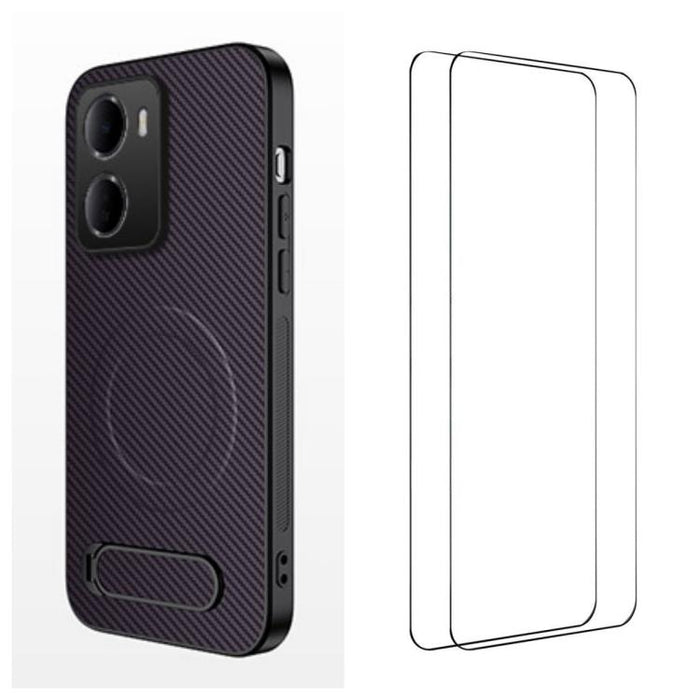 Funda magnética para teléfono WANLONFENG con soporte y textura de fibra de carbono, incluye 2 protectores de pantalla., For Redmi A7 Pro 171mm / Poco C85x 5G, For Redmi 15a 5G, For Redmi Turbo 5 Max / Poco X8 Pro Max 5G                                 ...
