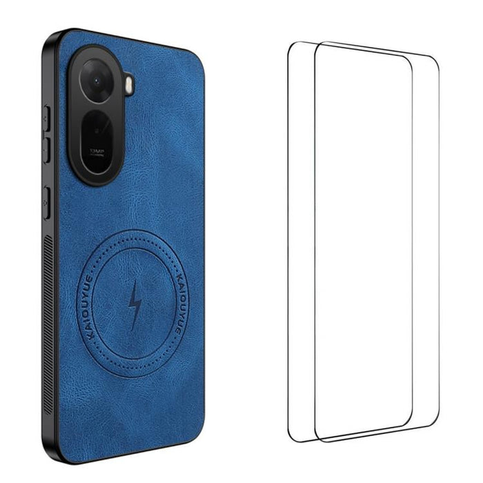 Funda magnética para teléfono WANLONFENG con textura de napa y 2 protectores de pantalla., For Redmi A7 Pro 171mm / Poco C85x 5G, For Redmi Turbo 5 Max / Poco X8 Pro Max, For Redmi Turbo 5 5G / Poco X8 Pro 5G, For Redmi Note 15 Pro+ 5G Global 163.3mm  ...