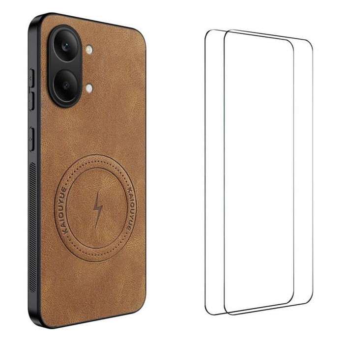 Funda magnética para teléfono WANLONFENG con textura de napa y 2 protectores de pantalla., For Redmi A7 Pro 171mm / Poco C85x 5G, For Redmi Turbo 5 Max / Poco X8 Pro Max, For Redmi Turbo 5 5G / Poco X8 Pro 5G, For Redmi Note 15 Pro+ 5G Global 163.3mm  ...