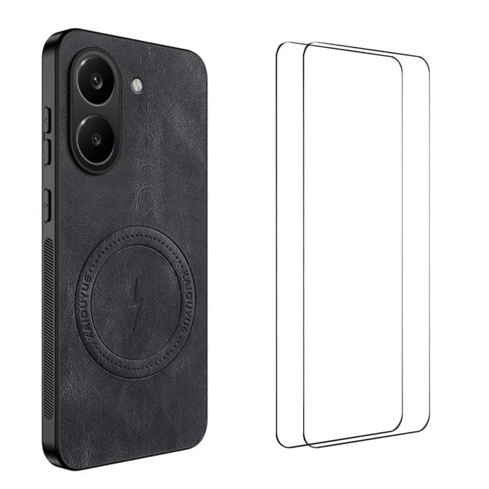 Funda magnética para teléfono WANLONFENG con textura de napa y 2 protectores de pantalla., For Redmi A7 Pro 171mm / Poco C85x 5G, For Redmi Turbo 5 Max / Poco X8 Pro Max, For Redmi Turbo 5 5G / Poco X8 Pro 5G, For Redmi Note 15 Pro+ 5G Global 163.3mm  ...