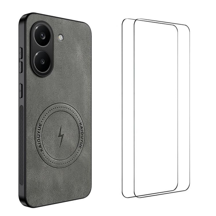 Funda magnética para teléfono WANLONFENG con textura de napa y 2 protectores de pantalla., For Redmi A7 Pro 171mm / Poco C85x 5G, For Redmi Turbo 5 Max / Poco X8 Pro Max, For Redmi Turbo 5 5G / Poco X8 Pro 5G, For Redmi Note 15 Pro+ 5G Global 163.3mm  ...