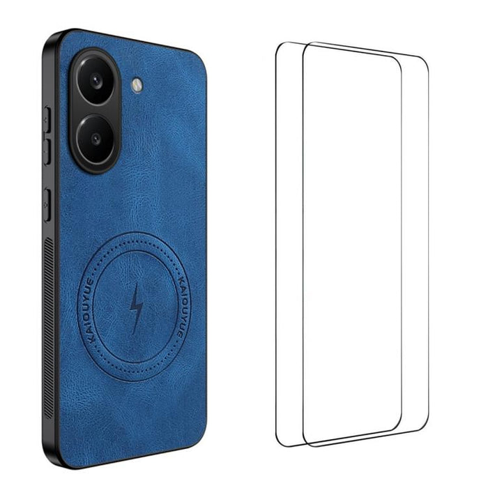 Funda magnética para teléfono WANLONFENG con textura de napa y 2 protectores de pantalla., For Redmi A7 Pro 171mm / Poco C85x 5G, For Redmi Turbo 5 Max / Poco X8 Pro Max, For Redmi Turbo 5 5G / Poco X8 Pro 5G, For Redmi Note 15 Pro+ 5G Global 163.3mm  ...