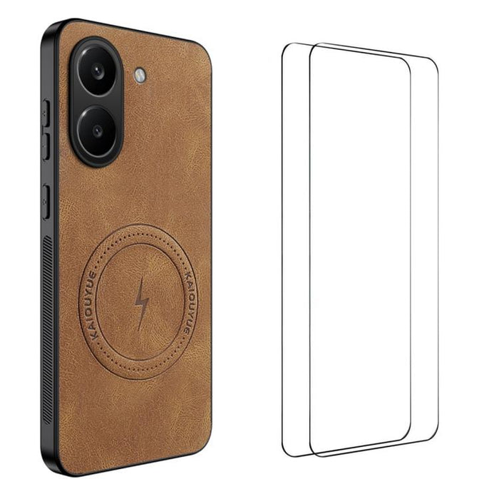 Funda magnética para teléfono WANLONFENG con textura de napa y 2 protectores de pantalla., For Redmi A7 Pro 171mm / Poco C85x 5G, For Redmi Turbo 5 Max / Poco X8 Pro Max, For Redmi Turbo 5 5G / Poco X8 Pro 5G, For Redmi Note 15 Pro+ 5G Global 163.3mm  ...