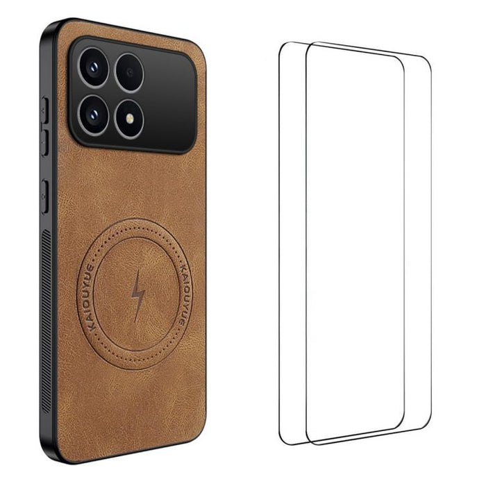 Funda magnética para teléfono WANLONFENG con textura de napa y 2 protectores de pantalla., For Redmi A7 Pro 171mm / Poco C85x 5G, For Redmi Turbo 5 Max / Poco X8 Pro Max, For Redmi Turbo 5 5G / Poco X8 Pro 5G, For Redmi Note 15 Pro+ 5G Global 163.3mm  ...