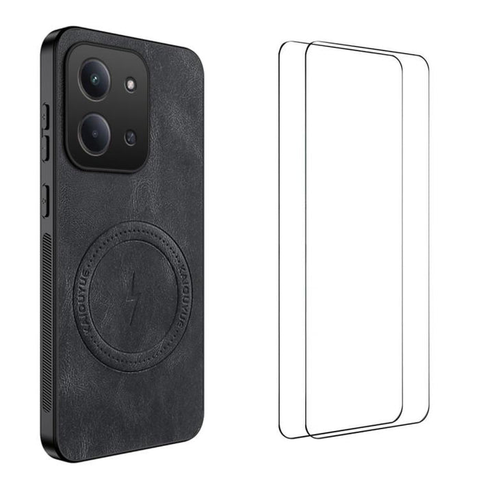 Funda magnética para teléfono WANLONFENG con textura de napa y 2 protectores de pantalla., For Redmi A7 Pro 171mm / Poco C85x 5G, For Redmi Turbo 5 Max / Poco X8 Pro Max, For Redmi Turbo 5 5G / Poco X8 Pro 5G, For Redmi Note 15 Pro+ 5G Global 163.3mm  ...