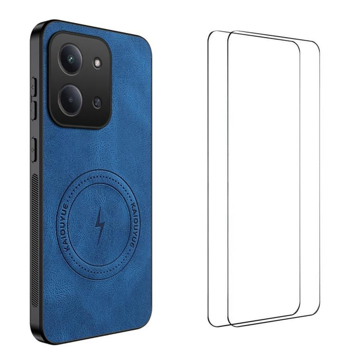Funda magnética para teléfono WANLONFENG con textura de napa y 2 protectores de pantalla., For Redmi A7 Pro 171mm / Poco C85x 5G, For Redmi Turbo 5 Max / Poco X8 Pro Max, For Redmi Turbo 5 5G / Poco X8 Pro 5G, For Redmi Note 15 Pro+ 5G Global 163.3mm  ...