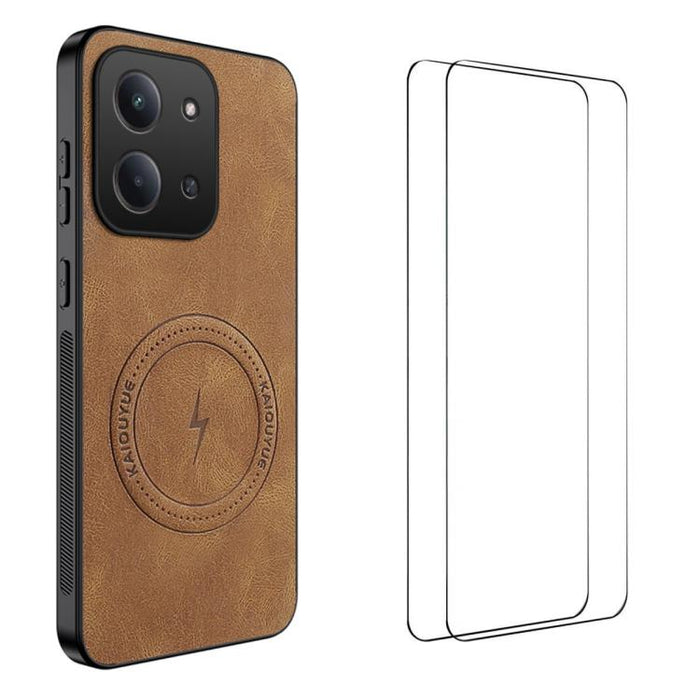 Funda magnética para teléfono WANLONFENG con textura de napa y 2 protectores de pantalla., For Redmi A7 Pro 171mm / Poco C85x 5G, For Redmi Turbo 5 Max / Poco X8 Pro Max, For Redmi Turbo 5 5G / Poco X8 Pro 5G, For Redmi Note 15 Pro+ 5G Global 163.3mm  ...