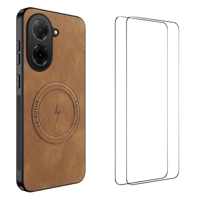 Funda magnética para teléfono WANLONFENG con textura de napa y 2 protectores de pantalla., For Redmi A7 Pro 171mm / Poco C85x 5G, For Redmi Turbo 5 Max / Poco X8 Pro Max, For Redmi Turbo 5 5G / Poco X8 Pro 5G, For Redmi Note 15 Pro+ 5G Global 163.3mm  ...