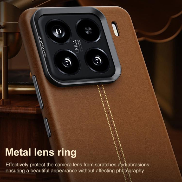 Funda magnética para teléfono Jazz Series con marco de metal texturizado y piel vegana de estilo retro., For Xiaomi 17, For Xiaomi 15S Pro, For Xiaomi 15 Pro, For Xiaomi 15, For Xiaomi 14 Pro, For Xiaomi 14