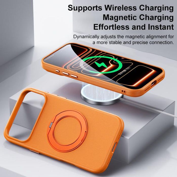 Funda magnética para teléfono Boundless Series Rock Sand con soporte de aleación giratorio de 360 grados., For iPhone 17 Pro Max, For iPhone 17 Pro, For iPhone 16 Pro Max, For iPhone 16 Pro