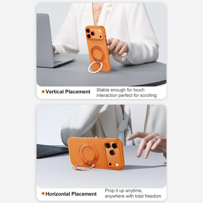 Funda magnética para teléfono Boundless Series Rock Sand con soporte de aleación giratorio de 360 grados., For iPhone 17 Pro Max, For iPhone 17 Pro, For iPhone 16 Pro Max, For iPhone 16 Pro