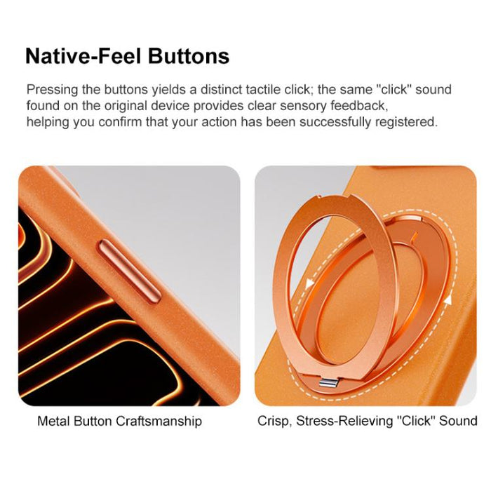 Funda magnética para teléfono Boundless Series Rock Sand con soporte de aleación giratorio de 360 grados., For iPhone 17 Pro Max, For iPhone 17 Pro, For iPhone 16 Pro Max, For iPhone 16 Pro