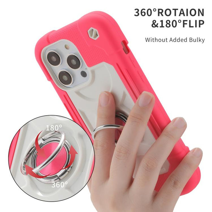 Funda para teléfono híbrida de silicona y policarbonato con soporte giratorio de 360 grados y doble anillo., For iPhone 11 Pro Max, For iPhone 11