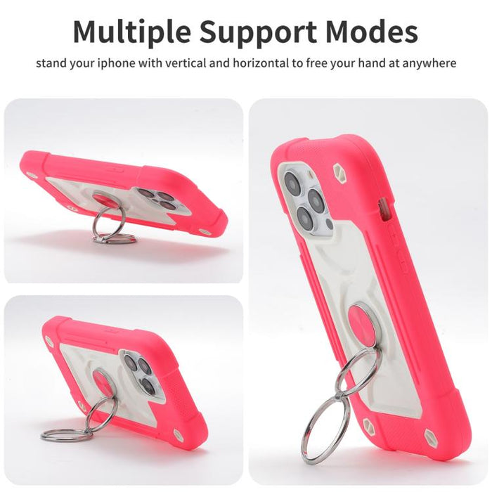 Funda para teléfono híbrida de silicona y policarbonato con soporte giratorio de 360 grados y doble anillo., For iPhone 11 Pro Max, For iPhone 11