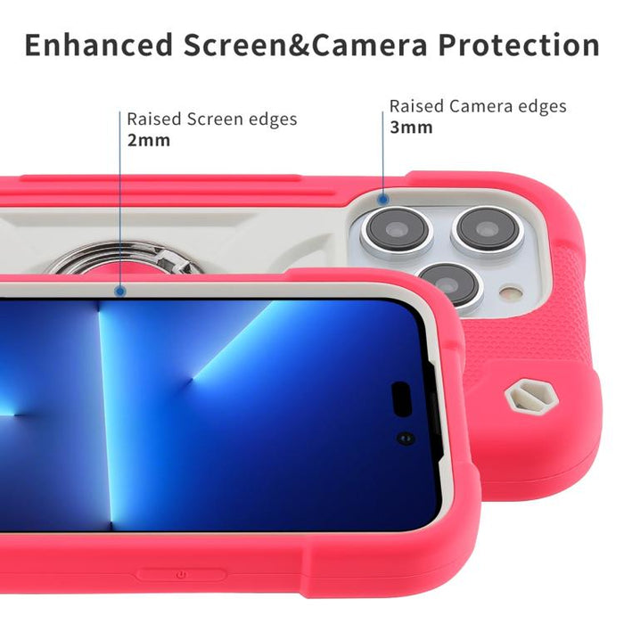 Funda para teléfono híbrida de silicona y policarbonato con soporte giratorio de 360 grados y doble anillo., For iPhone 11 Pro Max, For iPhone 11