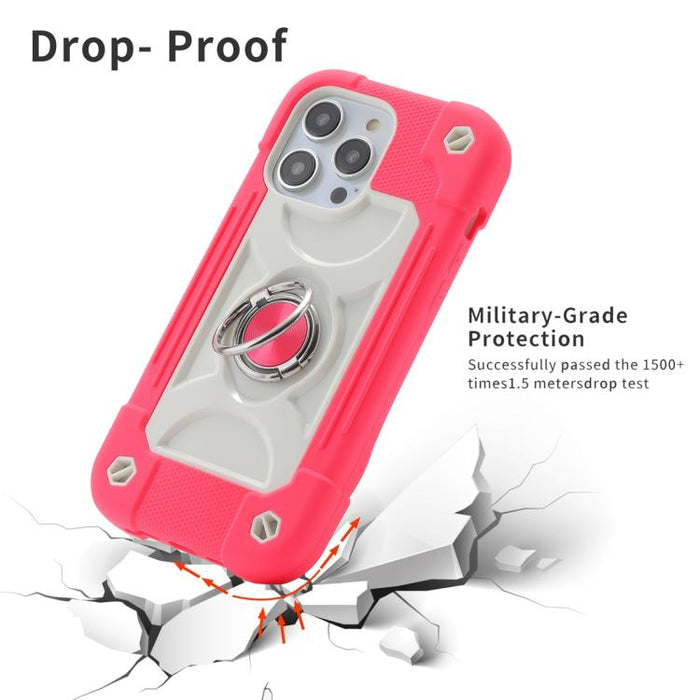 Funda para teléfono híbrida de silicona y policarbonato con soporte giratorio de 360 grados y doble anillo., For iPhone 11 Pro Max, For iPhone 11
