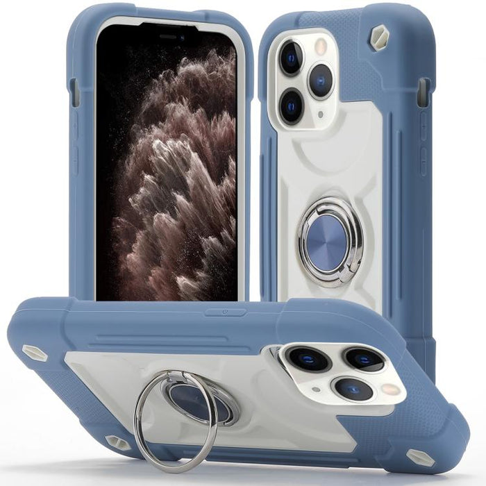 Funda para teléfono híbrida de silicona y policarbonato con soporte giratorio de 360 grados y doble anillo., For iPhone 11 Pro Max, For iPhone 11