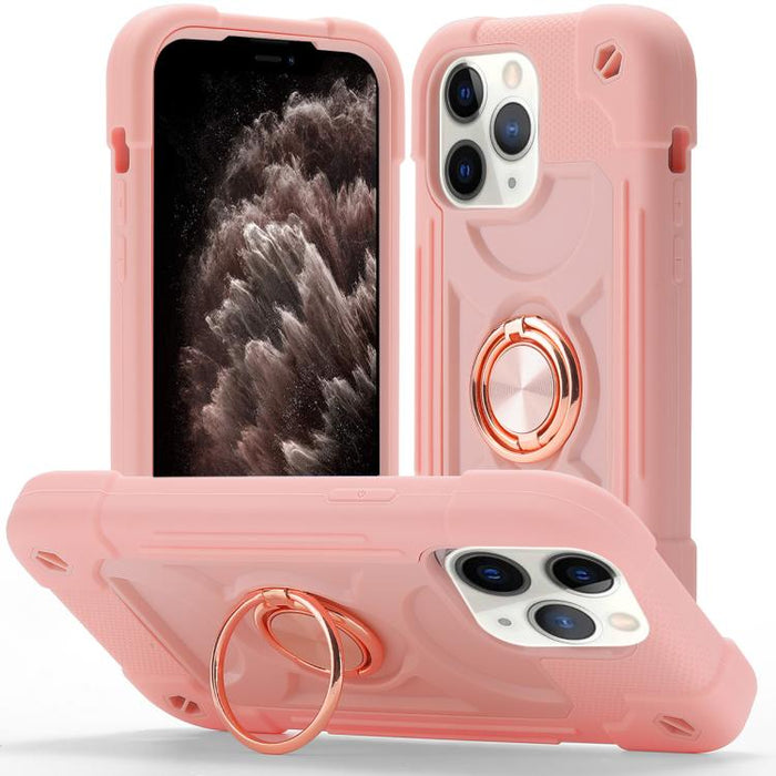 Funda para teléfono híbrida de silicona y policarbonato con soporte giratorio de 360 grados y doble anillo., For iPhone 11 Pro Max, For iPhone 11