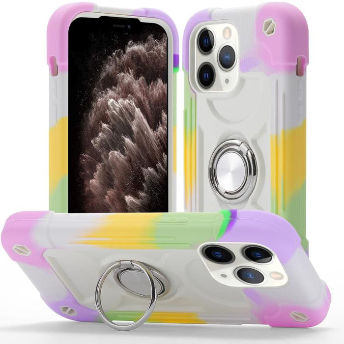 Funda para teléfono híbrida de silicona y policarbonato con soporte giratorio de 360 grados y doble anillo., For iPhone 11 Pro Max, For iPhone 11