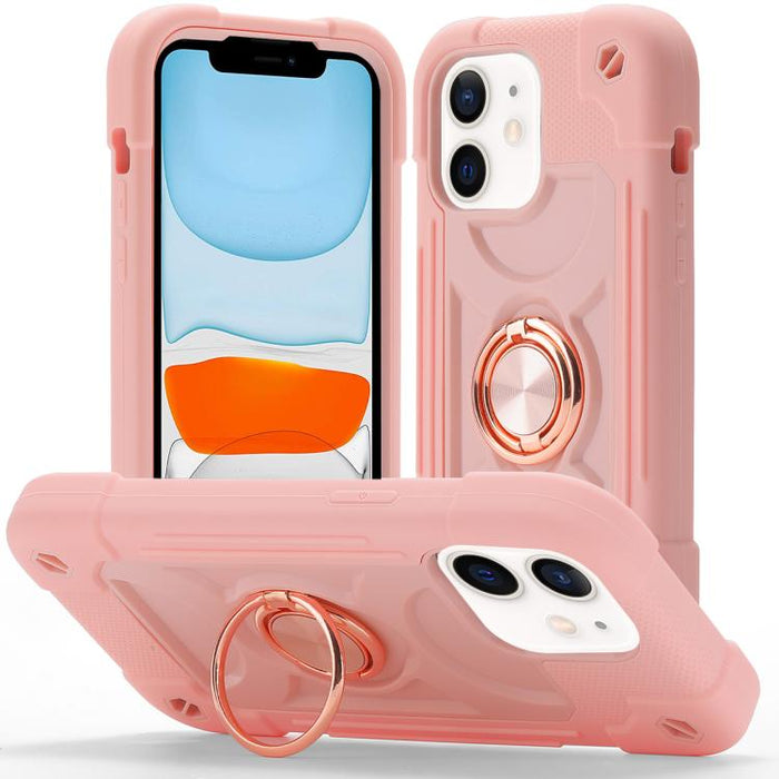 Funda para teléfono híbrida de silicona y policarbonato con soporte giratorio de 360 grados y doble anillo., For iPhone 11 Pro Max, For iPhone 11