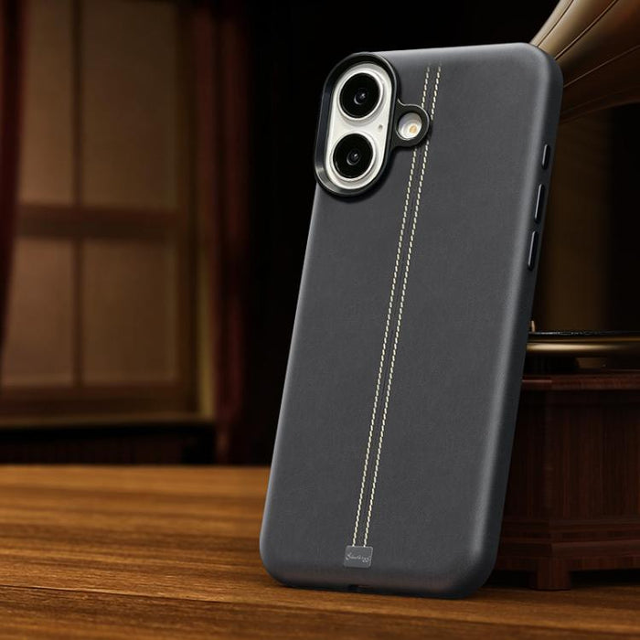 Funda magnética para teléfono Jazz Series con marco de metal texturizado y piel vegana de estilo retro., For iPhone 17 Pro Max, For iPhone 17 Pro, For iPhone 17, For iPhone Air, For iPhone 16 Pro Max, For iPhone 16 Pro, For iPhone 16 Plus, For iPhone 1...