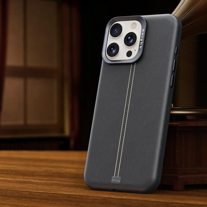 Funda magnética para teléfono Jazz Series con marco de metal texturizado y piel vegana de estilo retro., For iPhone 13 Pro