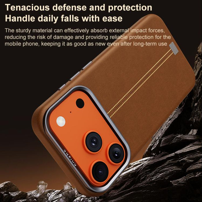 Funda magnética para teléfono Jazz Series con marco de metal texturizado y piel vegana de estilo retro., For iPhone 17 Pro Max, For iPhone 17 Pro, For iPhone 17, For iPhone Air, For iPhone 16 Pro Max, For iPhone 16 Pro, For iPhone 16 Plus, For iPhone 1...
