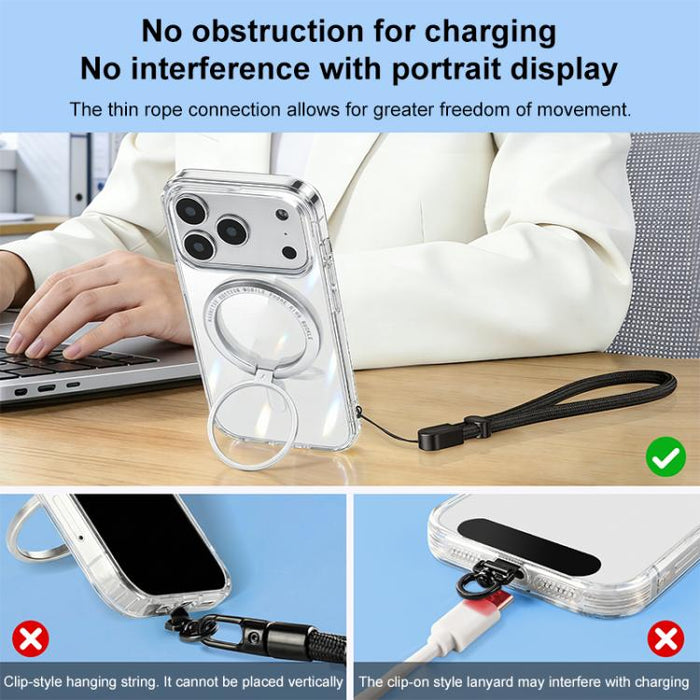 Mini cordón ajustable para teléfono con cierre automático, estilo escudo.