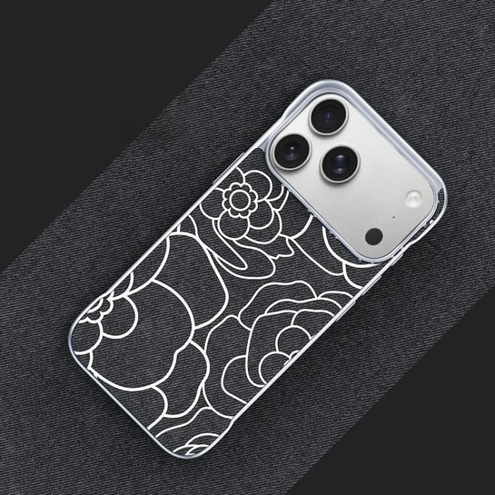 Funda magnética para teléfono de media cobertura, confeccionada en tela de lino con estampado de flores de camelia en relieve., For iPhone 17 Pro Max, For iPhone 17 Pro, For iPhone 17, For iPhone 16 Pro Max, For iPhone 16 Pro, For iPhone 16 Plus       ...
