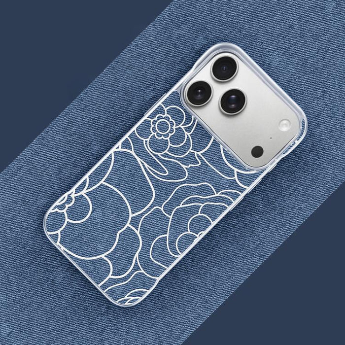 Funda magnética para teléfono de media cobertura, confeccionada en tela de lino con estampado de flores de camelia en relieve., For iPhone 17 Pro Max, For iPhone 17 Pro, For iPhone 17, For iPhone 16 Pro Max, For iPhone 16 Pro, For iPhone 16 Plus       ...