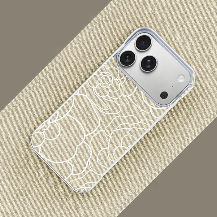 Funda magnética para teléfono de media cobertura, confeccionada en tela de lino con estampado de flores de camelia en relieve., For iPhone 17 Pro Max, For iPhone 17 Pro, For iPhone 17, For iPhone 16 Pro Max, For iPhone 16 Pro, For iPhone 16 Plus       ...