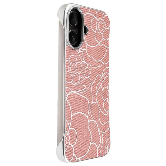Funda magnética para teléfono de media cobertura, confeccionada en tela de lino con estampado de flores de camelia en relieve., For iPhone 17 Pro Max, For iPhone 17 Pro, For iPhone 17, For iPhone 16 Pro Max, For iPhone 16 Pro, For iPhone 16 Plus       ...
