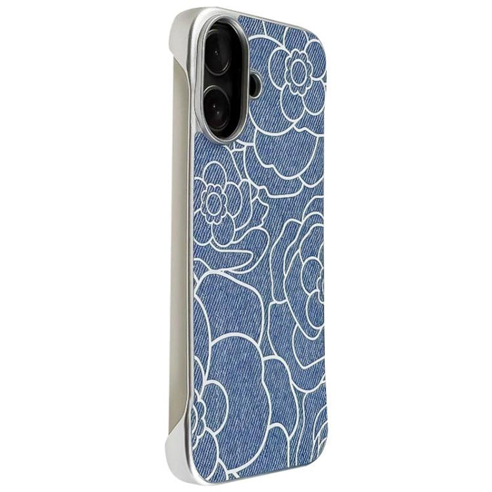 Funda magnética para teléfono de media cobertura, confeccionada en tela de lino con estampado de flores de camelia en relieve., For iPhone 17 Pro Max, For iPhone 17 Pro, For iPhone 17, For iPhone 16 Pro Max, For iPhone 16 Pro, For iPhone 16 Plus       ...