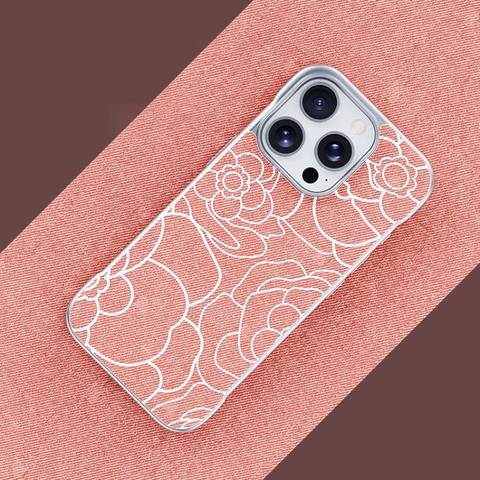 Funda magnética para teléfono de media cobertura, confeccionada en tela de lino con estampado de flores de camelia en relieve., For iPhone 17 Pro Max, For iPhone 17 Pro, For iPhone 17, For iPhone 16 Pro Max, For iPhone 16 Pro, For iPhone 16 Plus       ...