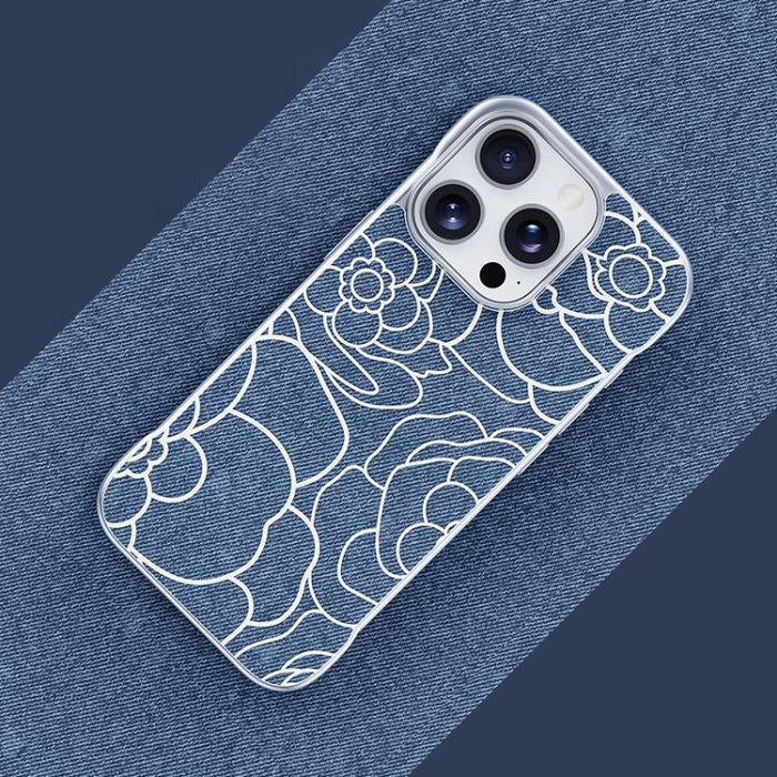 Funda magnética para teléfono de media cobertura, confeccionada en tela de lino con estampado de flores de camelia en relieve., For iPhone 17 Pro Max, For iPhone 17 Pro, For iPhone 17, For iPhone 16 Pro Max, For iPhone 16 Pro, For iPhone 16 Plus       ...
