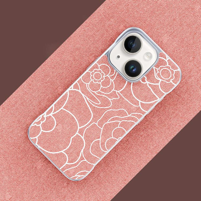 Funda magnética para teléfono de media cobertura, confeccionada en tela de lino con estampado de flores de camelia en relieve., For iPhone 17 Pro Max, For iPhone 17 Pro, For iPhone 17, For iPhone 16 Pro Max, For iPhone 16 Pro, For iPhone 16 Plus       ...