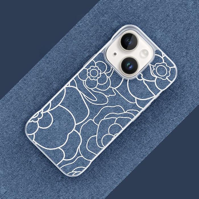 Funda magnética para teléfono de media cobertura, confeccionada en tela de lino con estampado de flores de camelia en relieve., For iPhone 17 Pro Max, For iPhone 17 Pro, For iPhone 17, For iPhone 16 Pro Max, For iPhone 16 Pro, For iPhone 16 Plus       ...