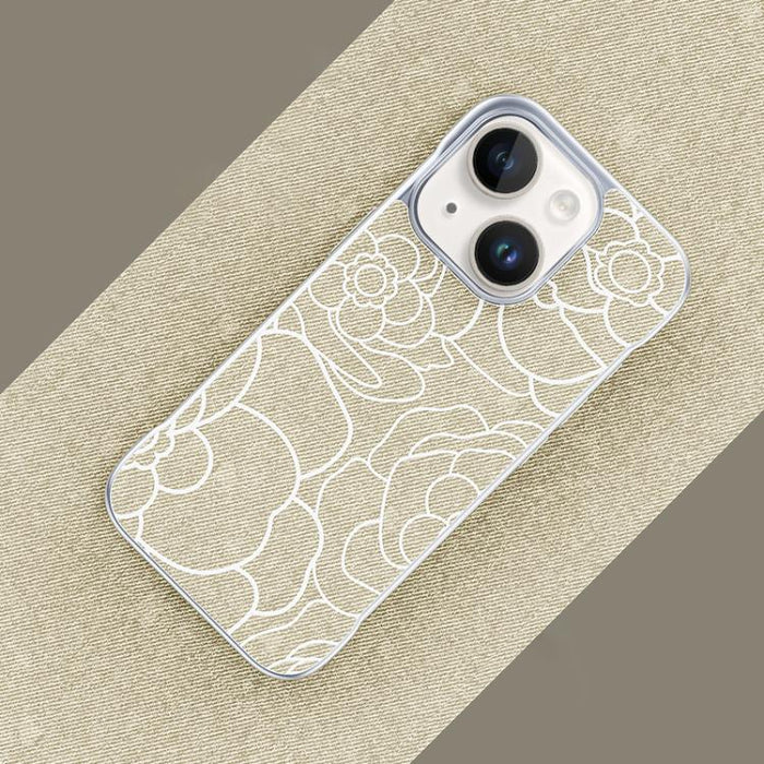 Funda magnética para teléfono de media cobertura, confeccionada en tela de lino con estampado de flores de camelia en relieve., For iPhone 17 Pro Max, For iPhone 17 Pro, For iPhone 17, For iPhone 16 Pro Max, For iPhone 16 Pro, For iPhone 16 Plus       ...
