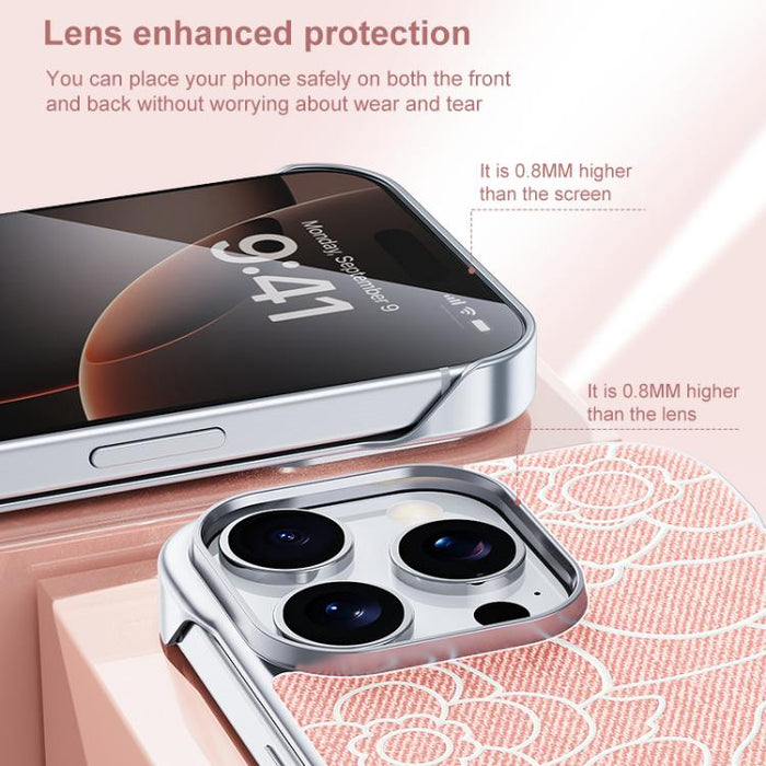 Funda magnética para teléfono de media cobertura, confeccionada en tela de lino con estampado de flores de camelia en relieve., For iPhone 17 Pro Max, For iPhone 17 Pro, For iPhone 17, For iPhone 16 Pro Max, For iPhone 16 Pro, For iPhone 16 Plus       ...