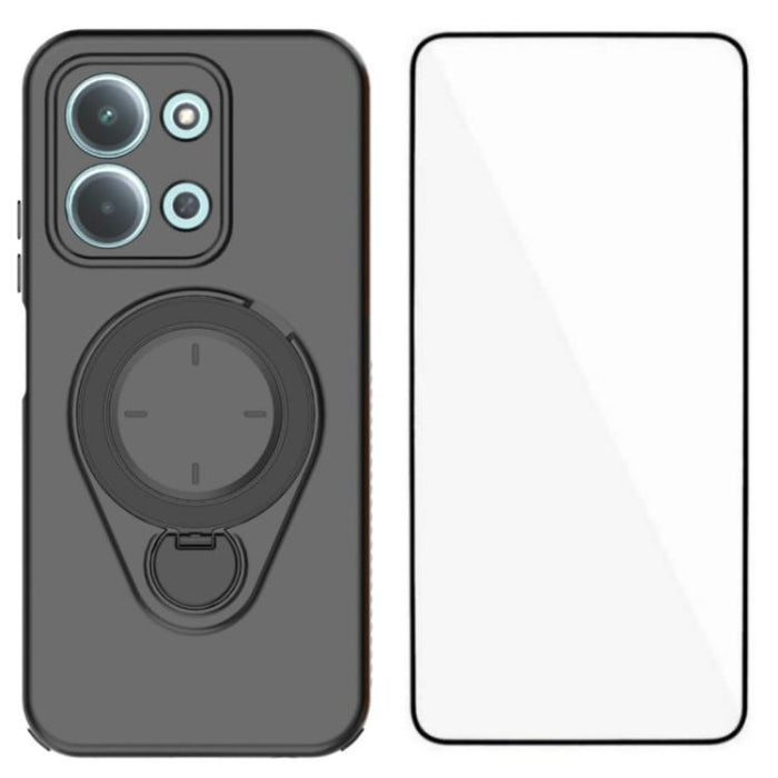 Funda para teléfono con soporte de anillo WANLONFENG y protector de pantalla, For Redmi 15 5G Global 169.5mm, For Redmi 15 5G / 4G EU 171mm, For Redmi 15C 5G / 4G Global 171mm, For Redmi 15C 5G / 4G EU 173mm