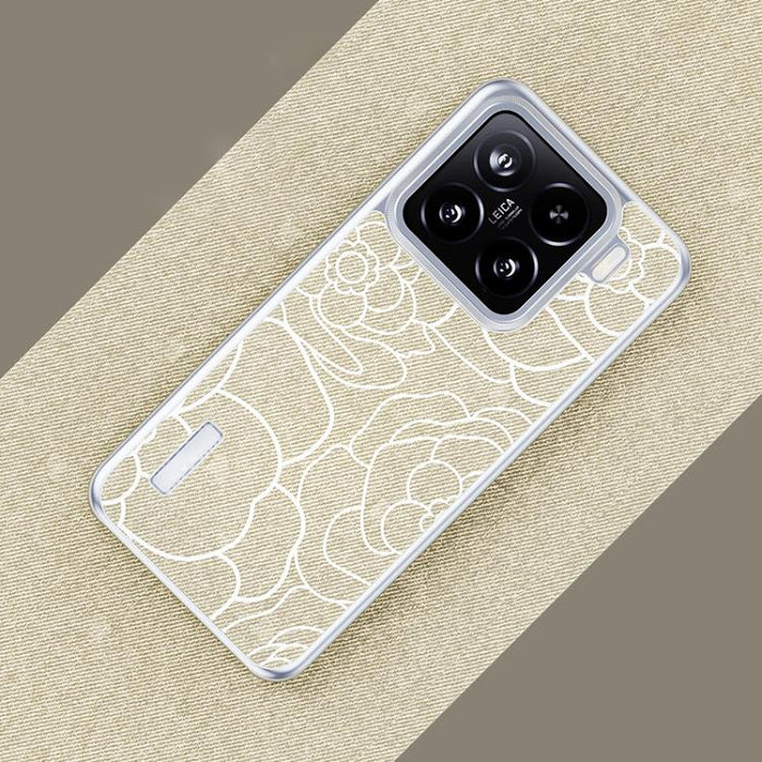 Funda para teléfono con estampado de camelia en relieve, de tela de lino y lana, con cierre magnético y tres garantías., For Xiaomi 17, For Xiaomi 15S Pro, For Xiaomi 15 Pro, For Xiaomi 15, For Xiaomi 14 Pro, For Xiaomi 14
