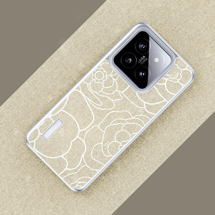 Funda para teléfono con estampado de camelia en relieve, de tela de lino y lana, con cierre magnético y tres garantías., For Xiaomi 17, For Xiaomi 15S Pro, For Xiaomi 15 Pro, For Xiaomi 15, For Xiaomi 14 Pro, For Xiaomi 14