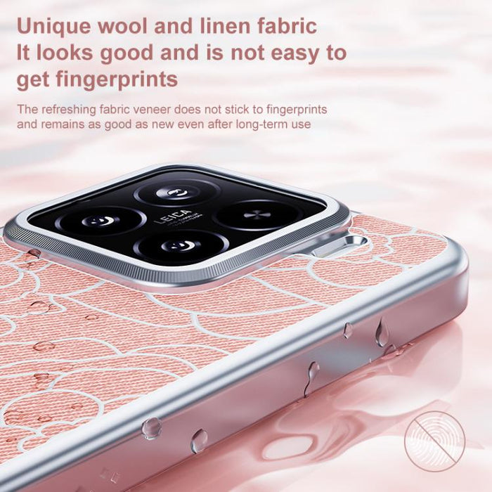 Funda para teléfono con estampado de camelia en relieve, de tela de lino y lana, con cierre magnético y tres garantías., For Xiaomi 17, For Xiaomi 15S Pro, For Xiaomi 15 Pro, For Xiaomi 15, For Xiaomi 14 Pro, For Xiaomi 14