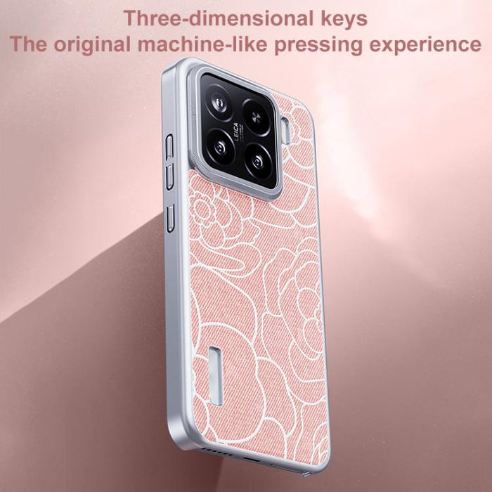 Funda para teléfono con estampado de camelia en relieve, de tela de lino y lana, con cierre magnético y tres garantías., For Xiaomi 17, For Xiaomi 15S Pro, For Xiaomi 15 Pro, For Xiaomi 15, For Xiaomi 14 Pro, For Xiaomi 14