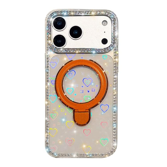 Funda para teléfono a prueba de golpes con soporte magnético de diamantes de imitación IMD de doble cara, For iPhone 17 Pro Max, For iPhone 17 Pro, For iPhone 17, For iPhone Air, For iPhone 16 Pro Max, For iPhone 16 Pro, For iPhone 16e / 17e           ...