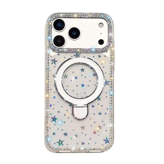 Funda para teléfono a prueba de golpes con soporte magnético de diamantes de imitación IMD de doble cara, For iPhone 17 Pro Max, For iPhone 17 Pro, For iPhone 17, For iPhone Air, For iPhone 16 Pro Max, For iPhone 16 Pro, For iPhone 16e / 17e           ...