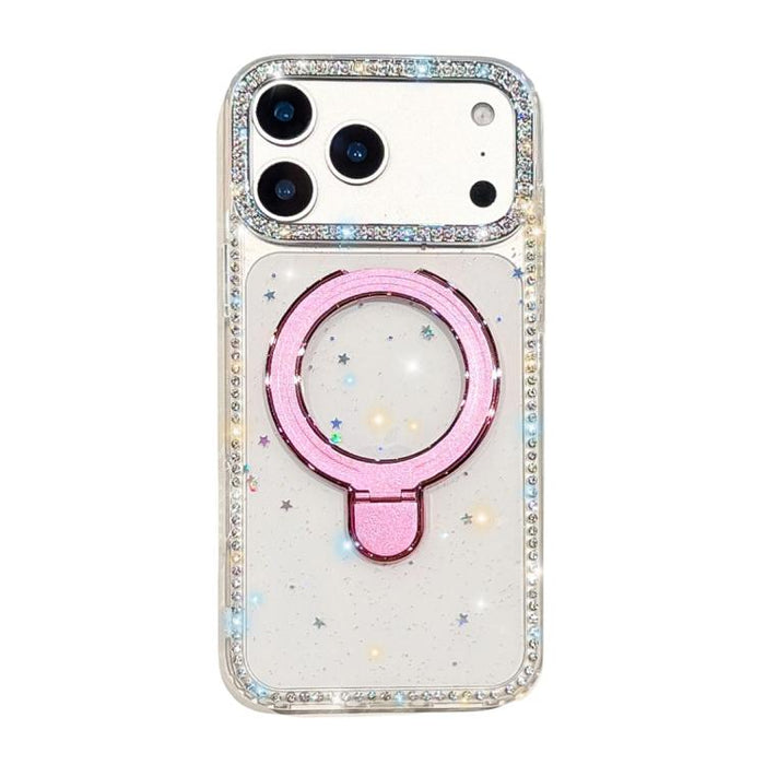 Funda para teléfono a prueba de golpes con soporte magnético de diamantes de imitación IMD de doble cara, For iPhone 17 Pro Max, For iPhone 17 Pro, For iPhone 17, For iPhone Air, For iPhone 16 Pro Max, For iPhone 16 Pro, For iPhone 16e / 17e           ...