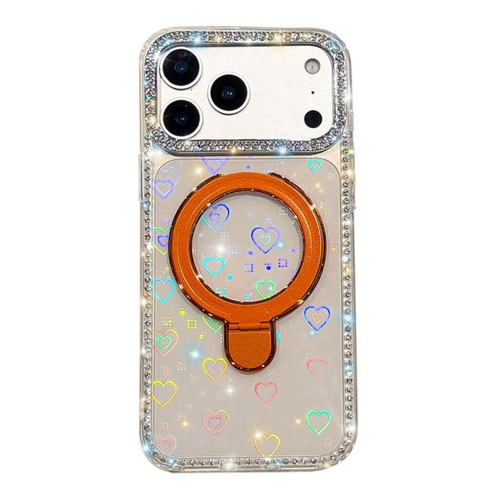 Funda para teléfono a prueba de golpes con soporte magnético de diamantes de imitación IMD de doble cara, For iPhone 17 Pro Max, For iPhone 17 Pro, For iPhone 17, For iPhone Air, For iPhone 16 Pro Max, For iPhone 16 Pro, For iPhone 16e / 17e           ...