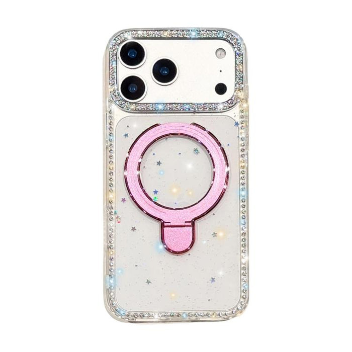 Funda para teléfono a prueba de golpes con soporte magnético de diamantes de imitación IMD de doble cara, For iPhone 17 Pro Max, For iPhone 17 Pro, For iPhone 17, For iPhone Air, For iPhone 16 Pro Max, For iPhone 16 Pro, For iPhone 16e / 17e           ...